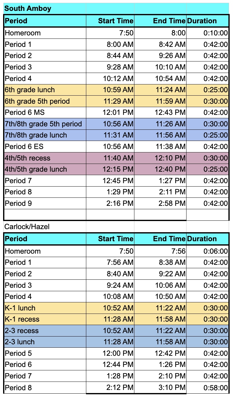MCSCS Bell Schedule